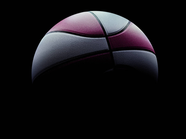 Růžový a bílý basketbalový míč pro ženy nebo muže na černém pozadí - Fotografie, Obrázek