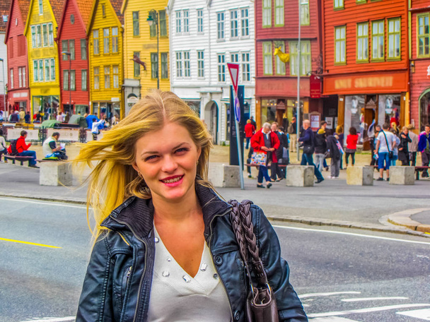 Beautiful girl in Bergen, Norway - Photo, Image