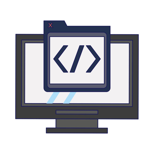 プログラミングコード技術青い線 - ベクター画像