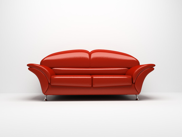 Red sofa isolated on white background - Фото, изображение