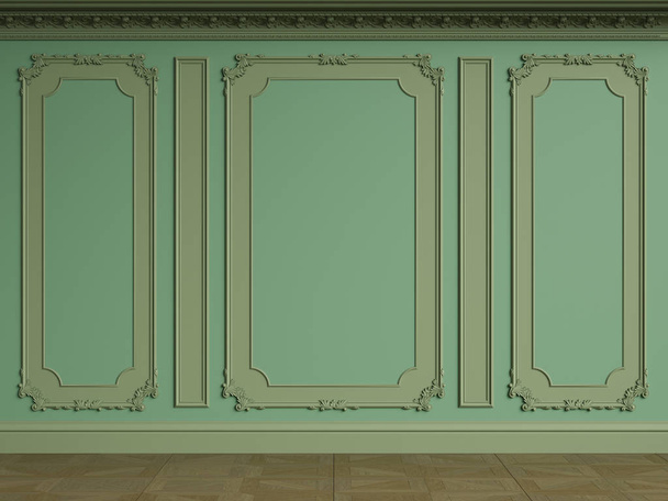 Classic interior wall with mouldings - Fotoğraf, Görsel