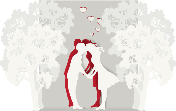 Vector illustration of a kissing couple. - Vector, Image