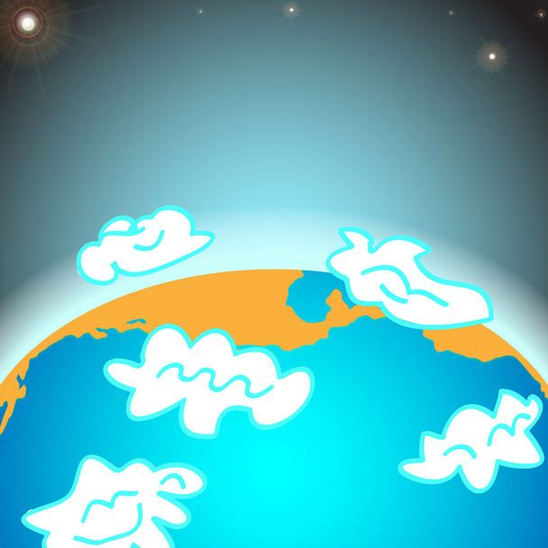 Erdplanet mit Wolken - Vektorillustration - Vektor, Bild