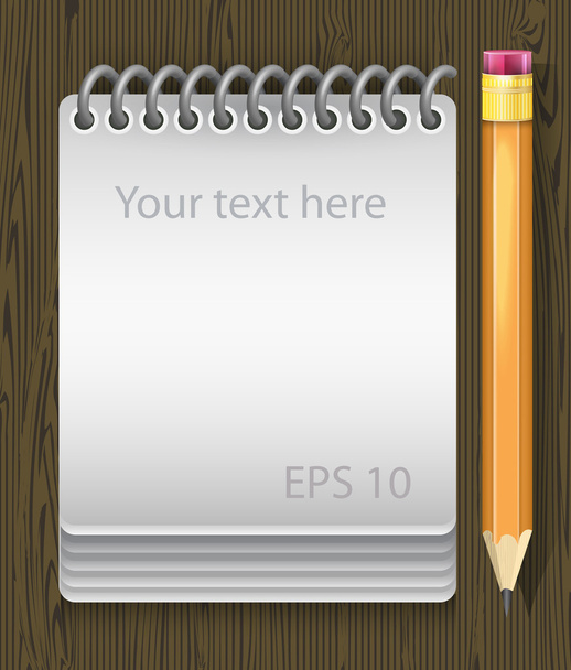Vector illustration of notepad with pencil - Vector, Image