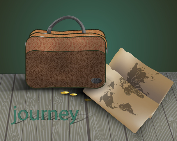 Travel bag with map. - Vector, Image