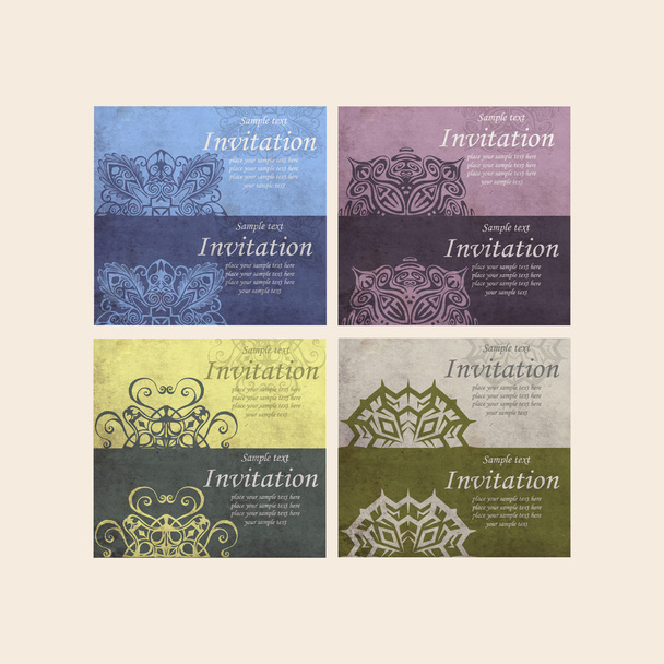 Set of Beautiful Retro Cards - for invitation - Vector, Image