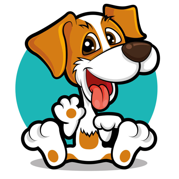 Rozkošné psí pozdravy s mávající rukou, vektorový psí vektor ilustrace maskot-vektor - Vektor, obrázek