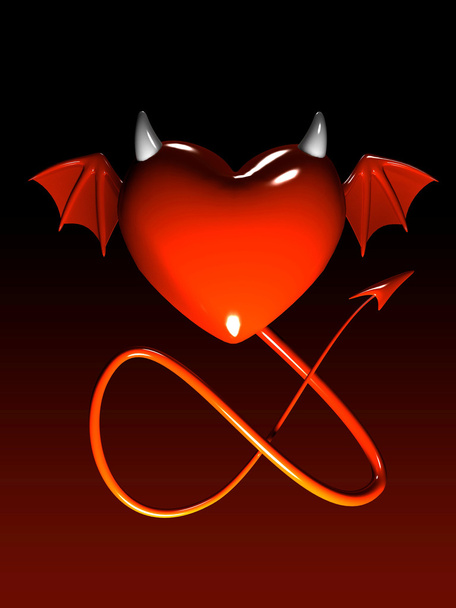 Red heart-devil - Φωτογραφία, εικόνα