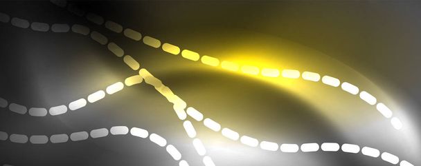 Neon-Vektorwellenlinien abstrakter Hintergrund, futuristisches Techno-Design - Vektor, Bild