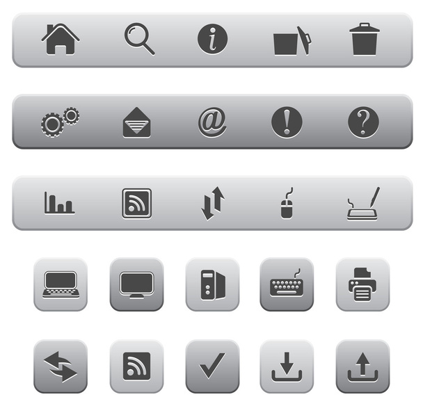 Conjunto de iconos de computadora e Internet. Color Plata
. - Vector, imagen