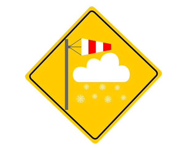 Segnale di segnalazione stradale bufera di neve bianca
 - Vettoriali, immagini