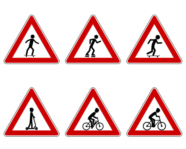 Σήμα προειδοποίησης κυκλοφορίας για διάφορα αθλήματα  - Διάνυσμα, εικόνα