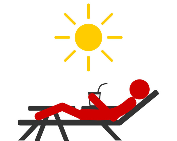 Zonnebrand mensen op ligstoel zonder bescherming - Vector, afbeelding