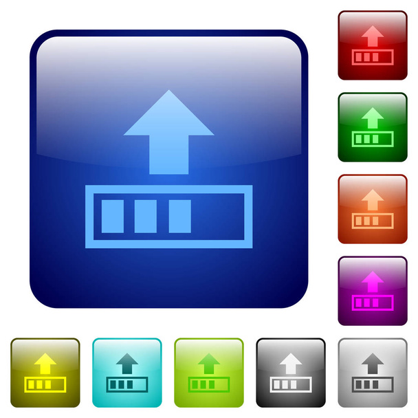 Upload in progress color square buttons - Vector, Image