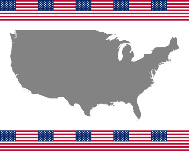 アメリカの国旗と地図 - ベクター画像