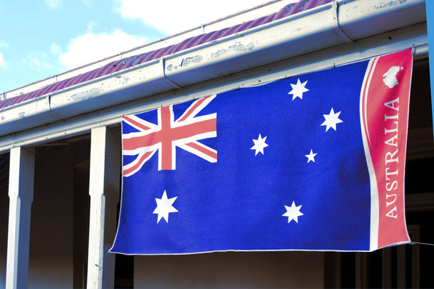 Vlag van Australië op Australisch huis - Foto, afbeelding