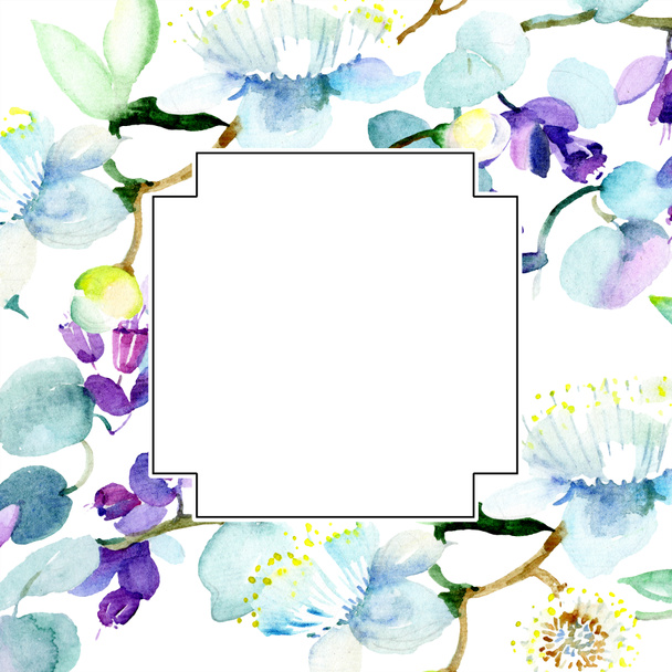 Bouquet floral botanical flower. Wild spring leaf wildflower isolated. Watercolor background illustration set. Watercolour drawing fashion aquarelle isolated. Frame border ornament square. - Foto, Imagem