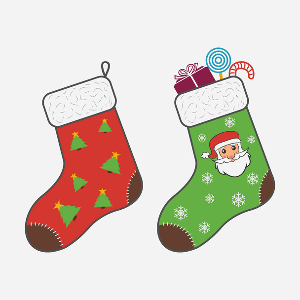 Рождественские носки. векторная иллюстрация
 - Вектор,изображение