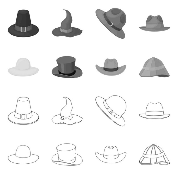 Isolated object of hat and cap sign. Set of hat and model stock symbol for web. - Вектор, зображення