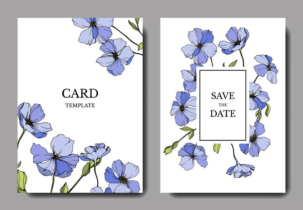Vector wedding invitation cards templates with flax illustration.  - Вектор, зображення