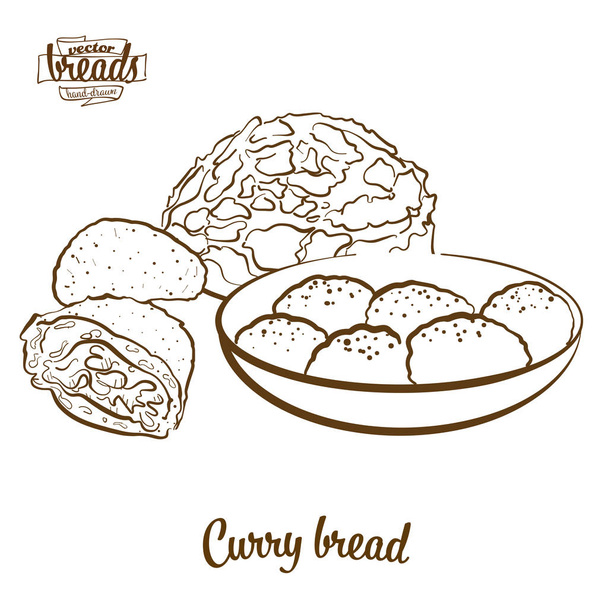 Κάρυ ψωμί ψωμί σχέδιο - Διάνυσμα, εικόνα