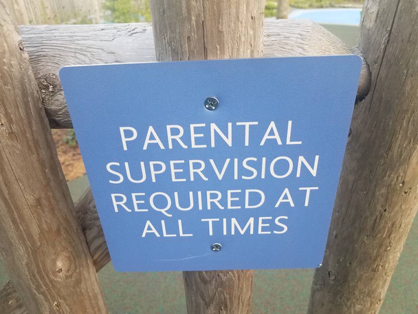 blue parental supervision required at all times sign - Photo, Image