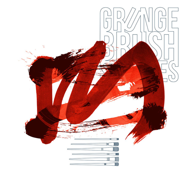 Κόκκινο περίγραμμα πινελιάς και υφή. Grunge διάνυσμα αφηρημένη ζωγραφισμένα στο χέρι - στοιχείο. Υπογράμμιση και σύνορα σχεδιασμό. - Διάνυσμα, εικόνα