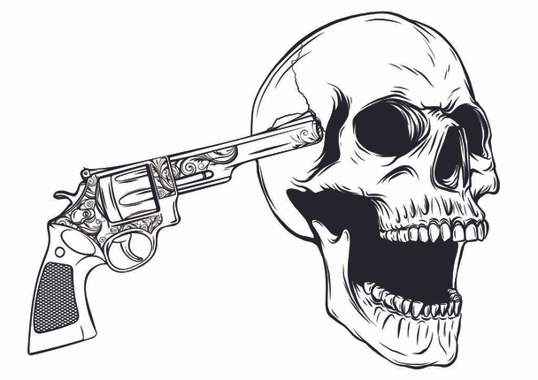 koponya, amelynek célja két revolverek vektor illustratio - Vektor, kép