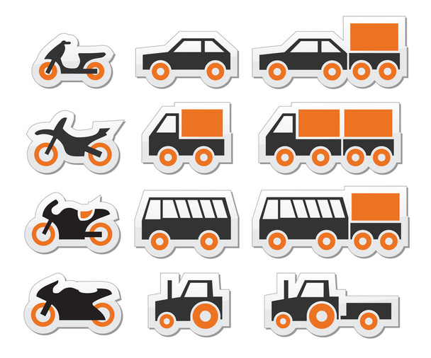 Ensemble d'icônes de transport et de voyage orange
 - Vecteur, image