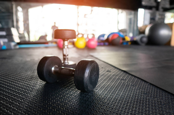 dumbbell weight training equipment with blurry background, Healt - Photo, Image
