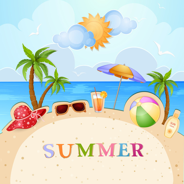 Summer holiday illustration - Vettoriali, immagini
