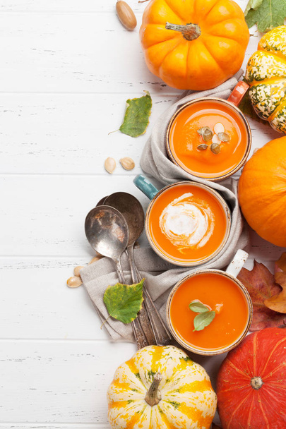 Podzimní Vegetariánská dýňové krémová polévka - Fotografie, Obrázek