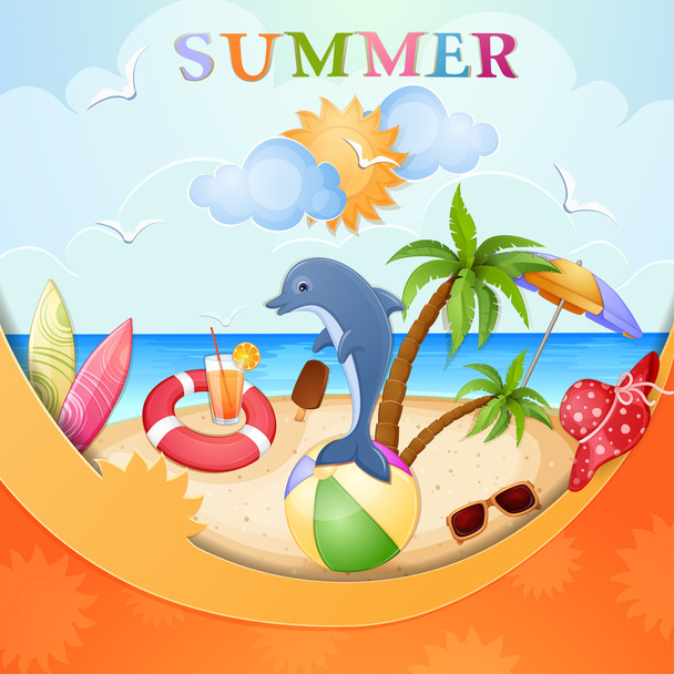 Summer holiday illustration - Wektor, obraz