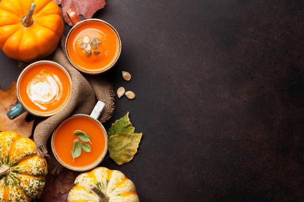 Autumn vegetarian pumpkin cream soup - Photo, Image