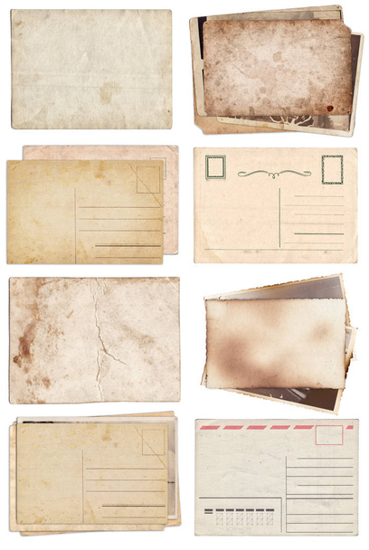 Набор различных старых бумаг и открыток с царапинами и пятнами
 - Фото, изображение