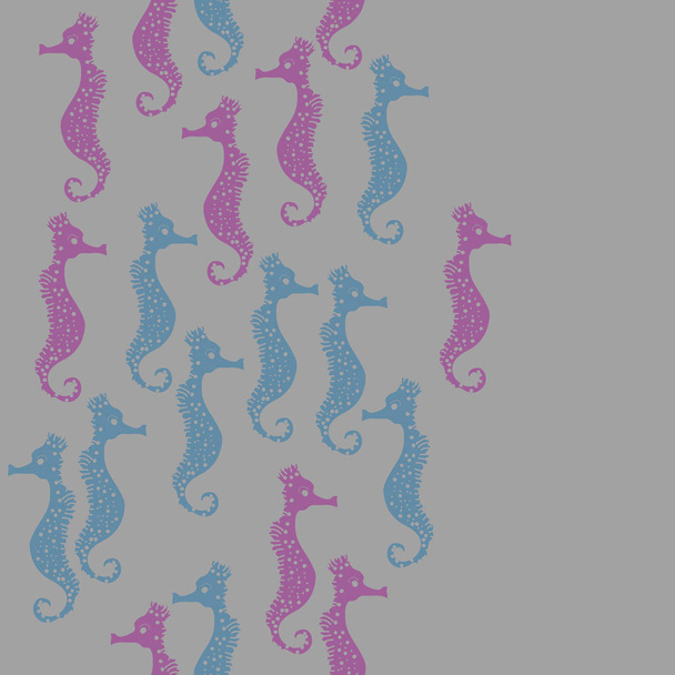 Colorful vector illustration of seahorses pattern - Vetor, Imagem