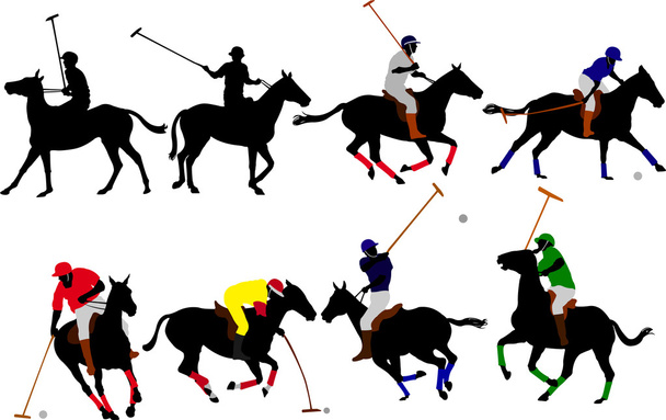 Polo players vector silhouette - Vector, Image