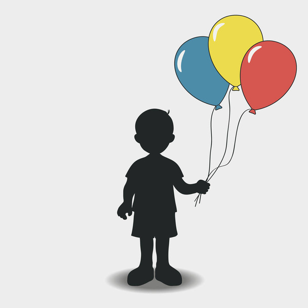 Silhueta de um menino com balões
. - Vetor, Imagem