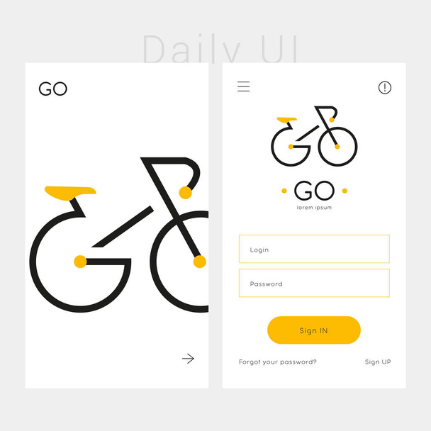 шаблон дизайна приложения с велосипедом
 - Вектор,изображение
