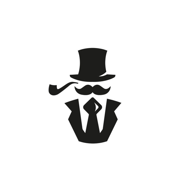 man in a hat with a pipe - Vector, Image