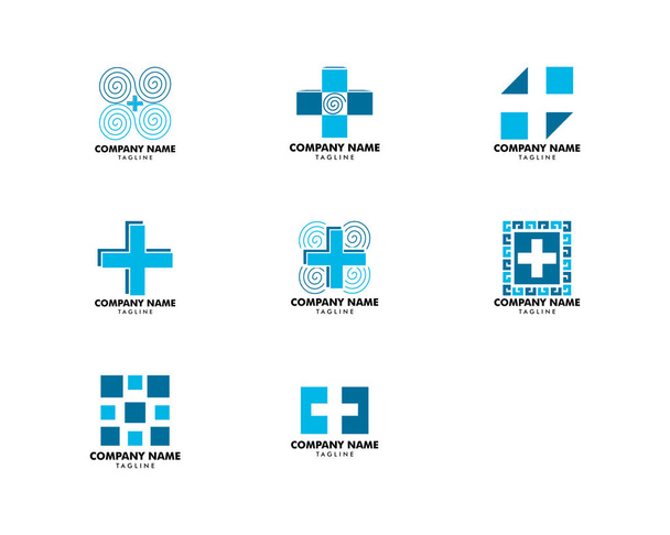 Cross artı tıbbi logo simgesi tasarım şablon öğeleri seti - Vektör, Görsel