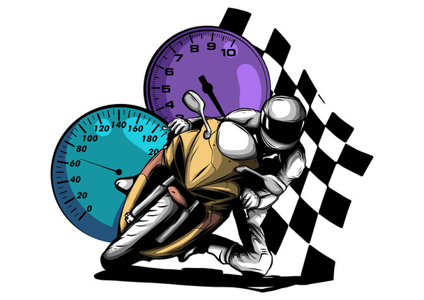 Motociclista de estrada, silhueta vetorial abstrata, ilustração do logotipo do esporte motor
 - Vetor, Imagem