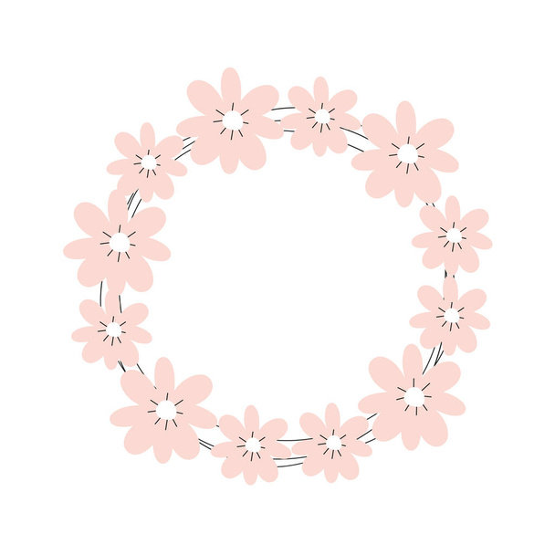 floral wreath with pink flowers - ベクター画像