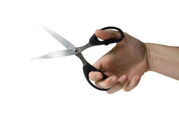 Hand holding scissor - Foto, Bild