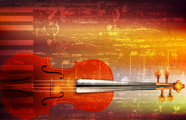 ヴァイオリンと抽象的なグランジ音楽背景 - ベクター画像