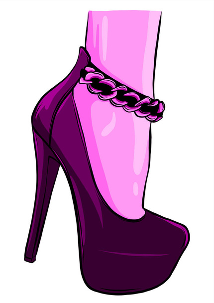 Vector girls in high heels. Fashion illustration. Female legs in shoes. Cute design. Trendy picture in vogue style. Fashionable women. Stylish ladies. - Vector, Image