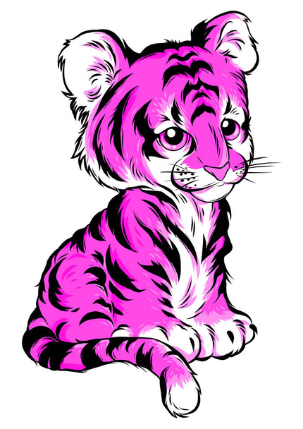 Tigre, ilustração vetorial colorida. Inscrição na ilustração é um hieróglifo do tigre
 - Vetor, Imagem