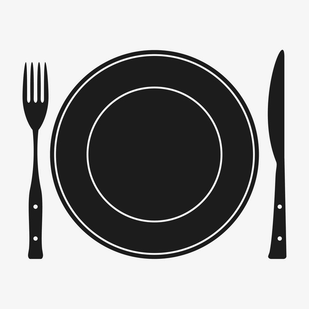 Plate with fork and knife. - Vector, Image