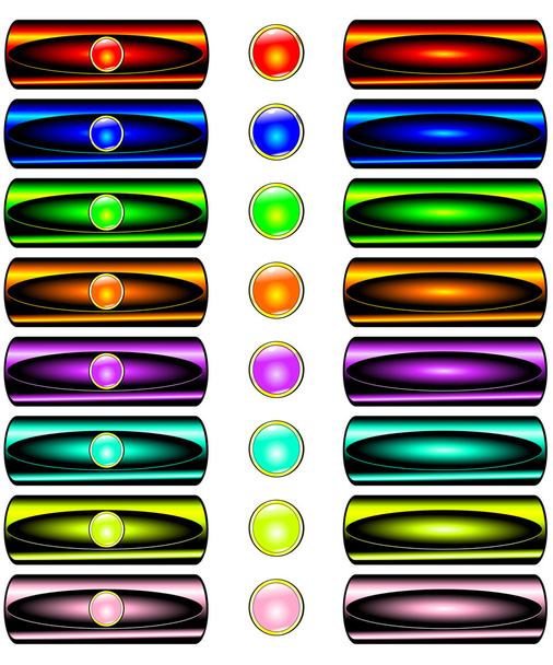 Buttons long, round and combined, shone - Vector, Image