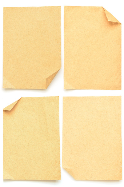 Különböző barna papírok elszigetelt fehér gyűjteménye - Fotó, kép